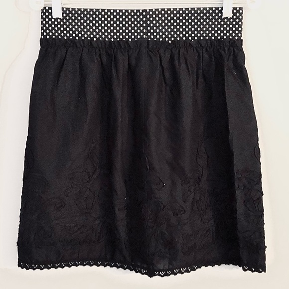 Speechless Black Embroidered Skirt with Polka Dot waistband Small - Picture 2 of 7
